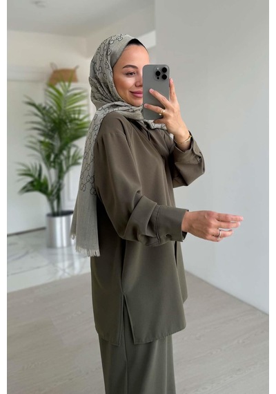 Kahijab Pearly Takım - Haki Haki