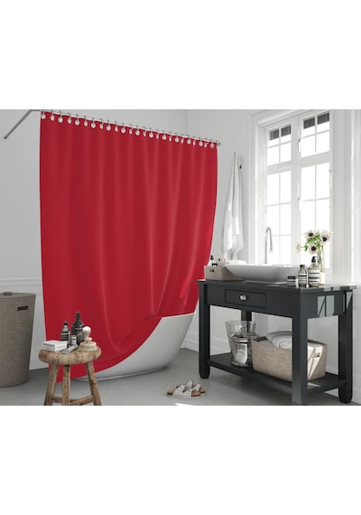 Zethome Jackline Banyo Duş Perdesi 0010 Kırmızı Çift Kanat 240x20 Kırmıızı