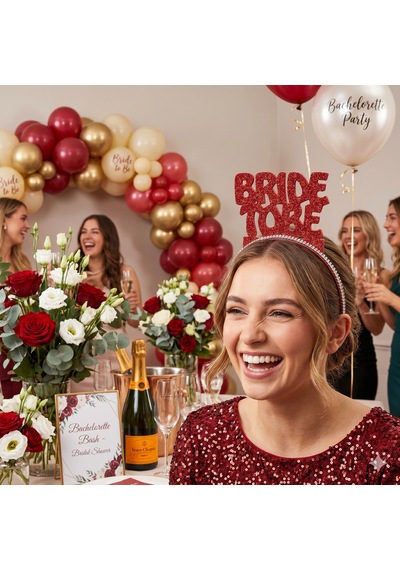 Bride To Be Kırmızı Simli Taşlı Eva Taç Bekarlığa Veda Parti Aksesuarı Diğer
