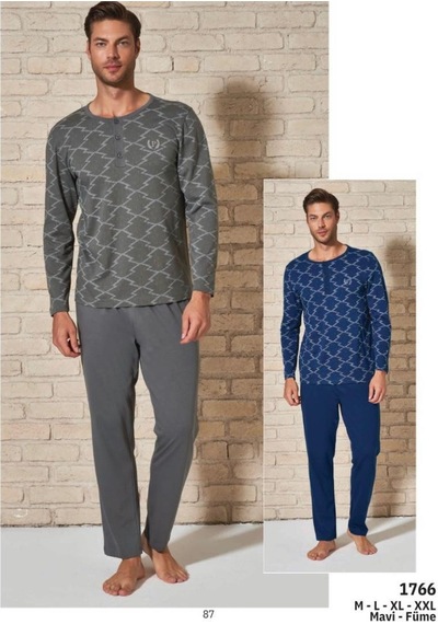 Pijadore Erkek Pamuklu Uzun Kollu Pamuklu Pijama Takımı 1766 001