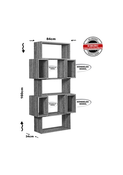 Pasifichome Box Raflı Kutulu Kitaplık Koyu Meşe / Çalışma Odası Kitaplık