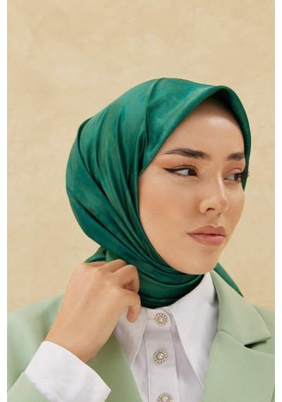 Silk Home Desenli Shiny Eşarp - 8647 - Zümrüt - Zümrüt