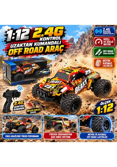 Py999-13c 1 12 2 4g Uzaktan Kumandalı Off Road Araç Sarı