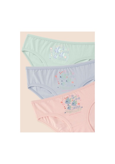 Natuline Kız Çocuk Organik Pamuklu Likralı Külot Summer 6'lı Paket Pembe