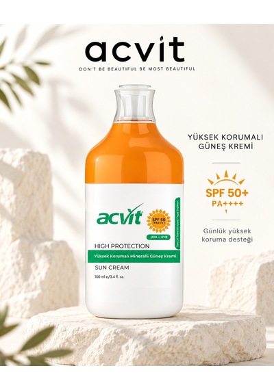 Acvit Yüksek Korumalı ve Mineralli Güneş Kremi SPF50+ 100 ML