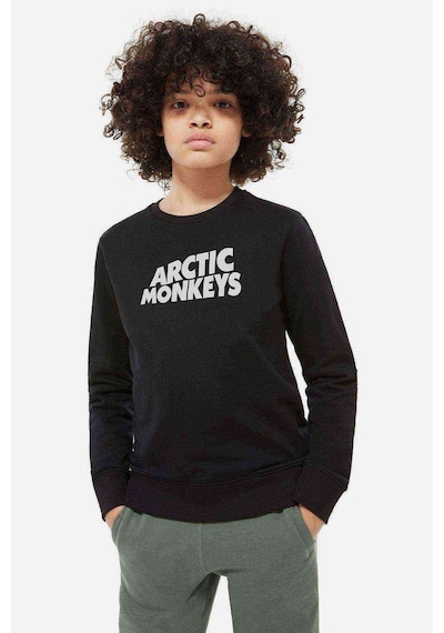 Tshirthane Monkeys Logo Baskılı Unisex Çocuk Siyah Sweatshirt Siyah
