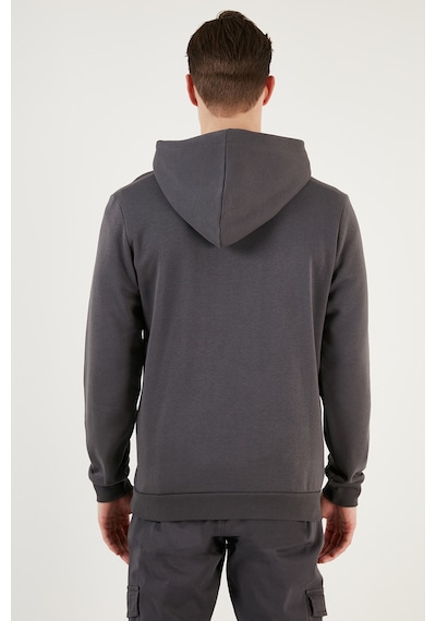Buratti Kanguru Cepli Fermuarlı Kapüşon Yaka Slim Fit Erkek Sweat 575707 Antrasit