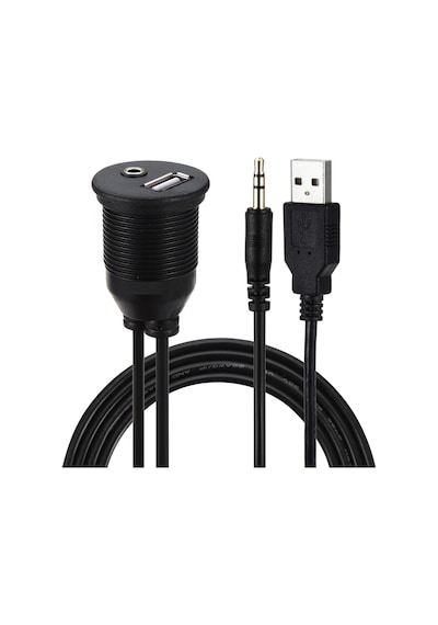 Usb 2.0 - 3.5mm Aux Uzatma Kablo Ve Montaj Aparatı Usb Aux Pan...