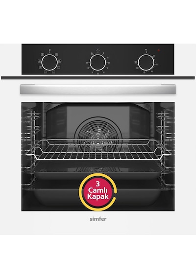 Simfer 8221 9 Fonksiyon QS Beyaz Cam Ankastre Fırın Power Turbo Pop-up