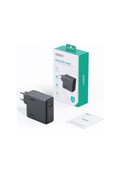 Aukey Pa-c6-gy Comet Mix 140w 4 Port Pd Destekli Gan Duvar Şarj Cihazı - Gri