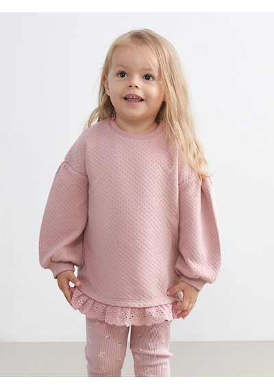 LC Waikiki Lcw Baby Pembe Dantel Detaylı Kız Bebek Sweatshirt Ve Tayt Dusty Rose