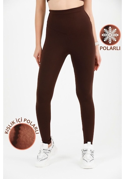 Missmaral Kadın Kışlık Içi Polarlı Yüksek Bel Toparlayıcı Tayt Lacivert Curve High Waist Fleece Winter 1037 Koyu Kahve