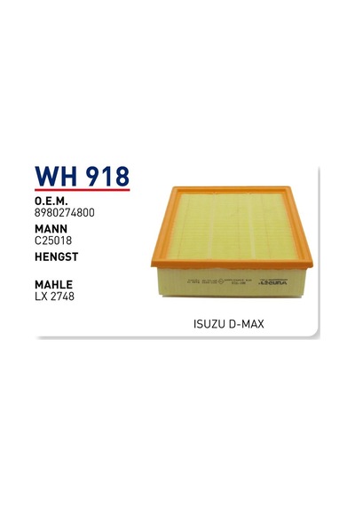 WUNDER WH918 HAVA FİLTRESİ - ISUZU D-MAX