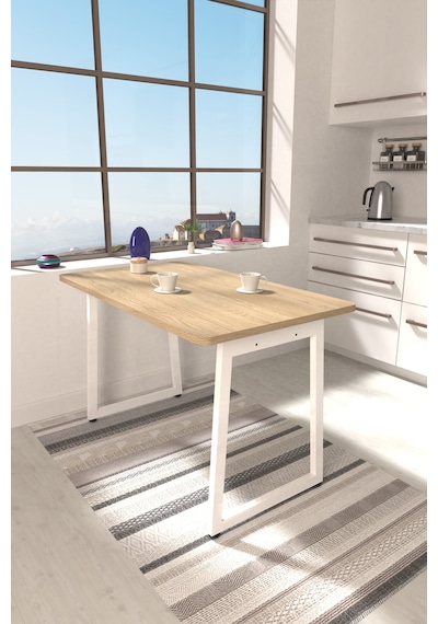 Vilinze Biga Sabit Mdf Metal Ayak Mutfak Masası - 70x120 Cm Beya Naturel