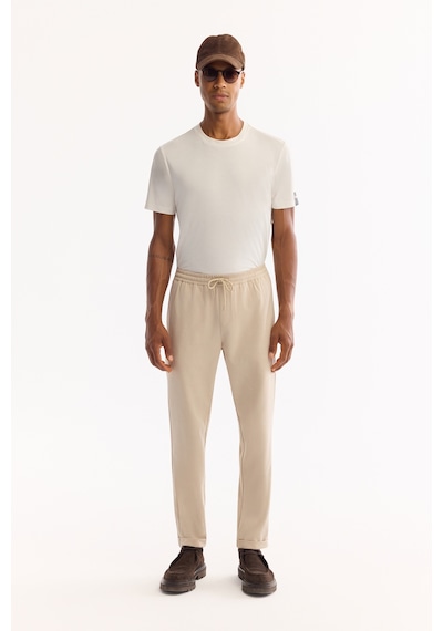 Avva Erkek Bej Beli Lastikli Bağcıklı Duble Paça Jogger Relaxed Fit Pantolon E003000