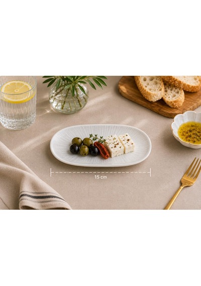 Iris Gourmet Porselen Oval Tabak, Meze Ve Sos Sunumu İçin, 15x8.5 Cm Çok Renkli