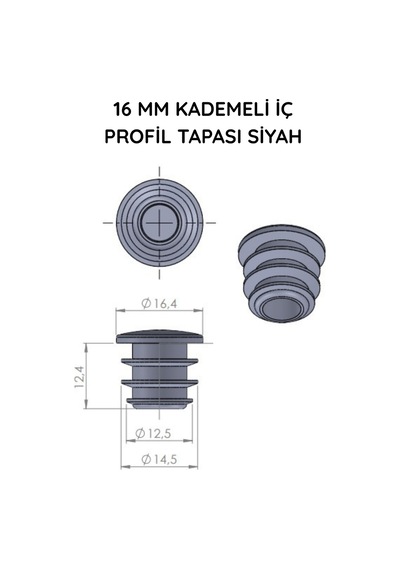 Cateksss 16 Mm Kademeli İç Profil Tapası Ral7035 - 48 Li Paket Gri