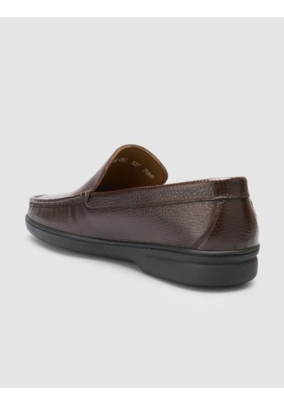 Cabani %100 Hakiki Deri Koyu Kahverengi Dikiş Detaylı Loafer Ayakkabı Koyu Kahverengi