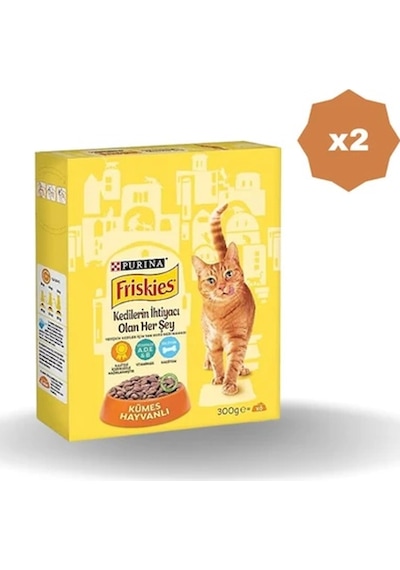 Felix Kedi Friskies Yetişkin Kümes Hayvanlı Kuru Mama 300 Gr - 2 Adet