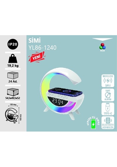 Simi Şarjlı Masa Lambası Rgb Beyaz