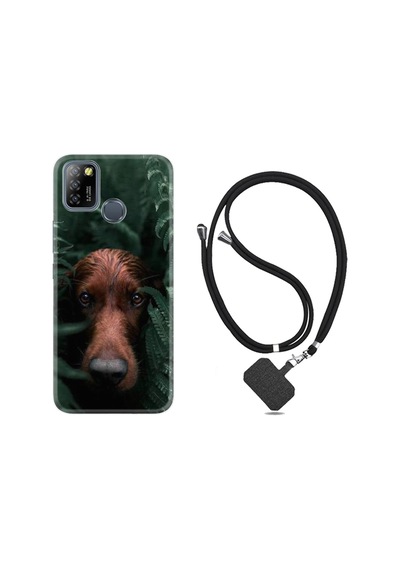 Infinix Smart 5 Kılıf Boyun Askılı Flowers Dog 1346