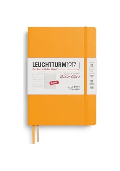 Leuchtturm1917 Orta Boy A5 18 Aylık Ajanda Ve Not Defteri Çizgili 2026 Sert Kapak, İngilizce, Gündoğumu Sarı 103 Ivory Leuchtturm1917 Orta Boy A5 18 Aylık Ajanda Ve Not Defteri Çizgili 2026 Sert Kapak, İngilizce, Gündoğumu Sarı 103 Ivory