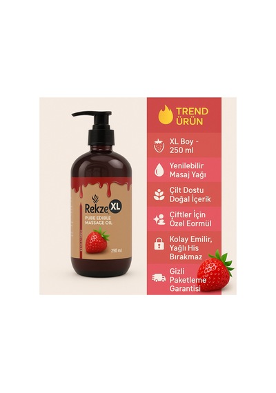 Masaj Yağı : 250ml Çilekli - Etkili- Yenilebilir - Aroma Terapi Ile Romantik Bir Deneyim - 503309669
