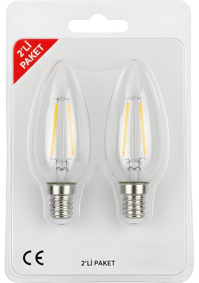 Kes499 Led Flamanlı Buji Ampul 4w 2700k E14 2 Li Paket