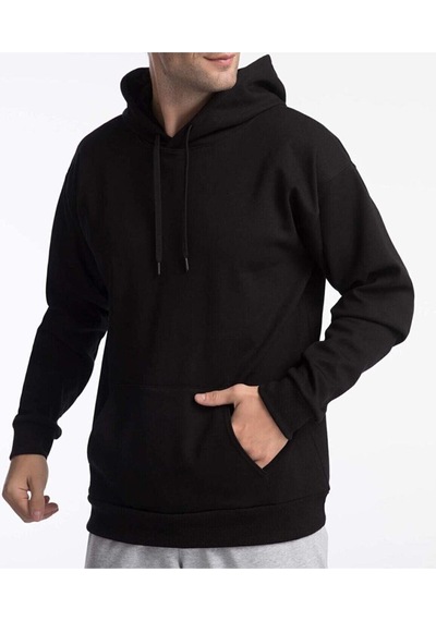 Unisex Oversize Kapüşonlu Sweatshirt Siyah