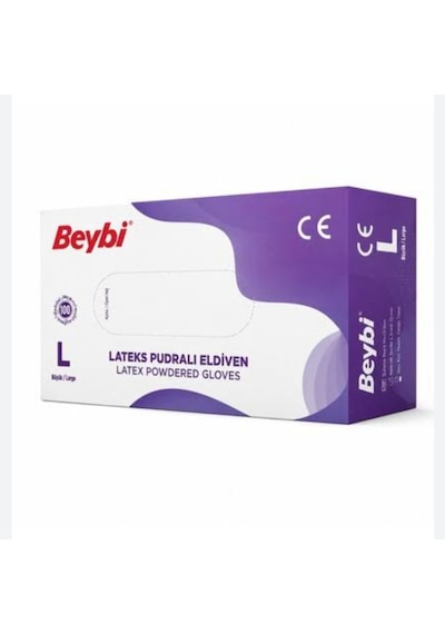 Beybi Pudralı Beyaz Lateks Eldiven 100'lü X 4 Paket L
