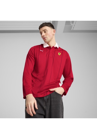 Puma Ferrari Race Jersey Ls Polo Kırmızı Erkek Sweatshirt
