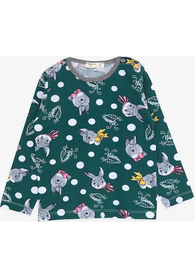 Breeze Kız Bebek Pijama Takımı Tavşancık Desenli 9 Ay-3 Yaş, Yeşil-yeşil Yeşil