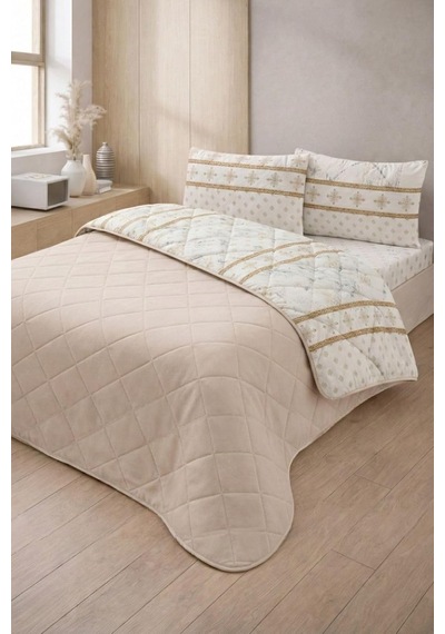 Lexroo Kapitoneli Tek Kişilik Desenli Pike - Yatak Örtüsü Takımı 160x230 Cm - 1 Adet Yastık Kılıflı Çok Renkli