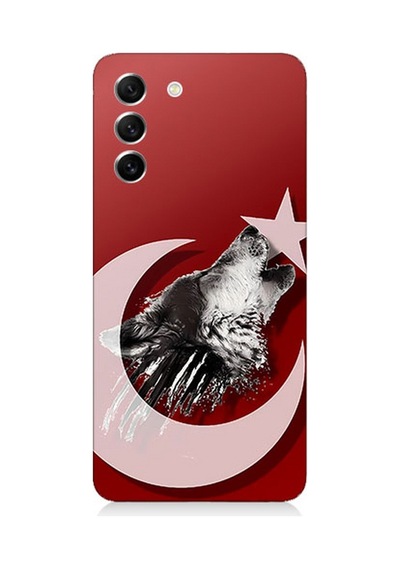Samsung Galaxy S21 Fe Uyumlu Silikon Kılıf Kurt Ve Bayrak