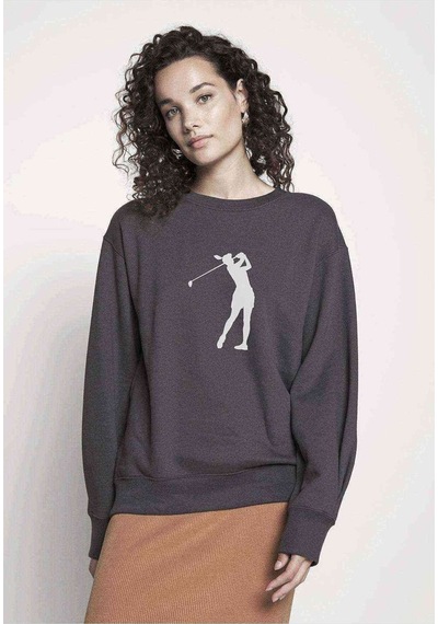 Silhouette Golf Baskılı Füme Antrasit Kadın Sweatshirt