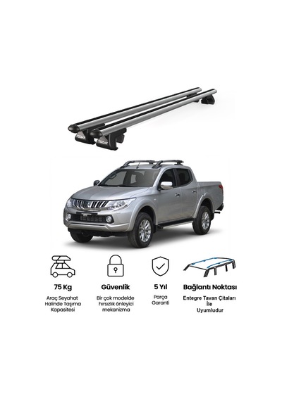 Venüs Mitsubishi L200 2015-2023 Uyumlu Gri Ara Atkı Port Bagaj Tavan Barı