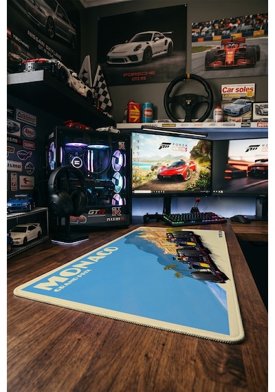 Monaco Grandprix 1 40x90 Cm Oyuncu Mousepad Kaymaz Taban Büyük Boy Mousepad Siyah