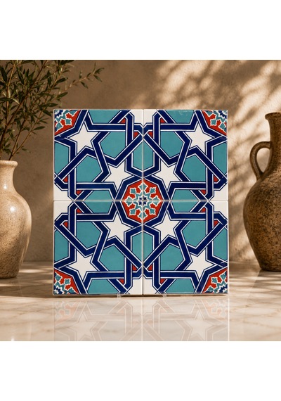 Armada Çini 20x20 Cm Ac 85 Geometrik İznik Desen Kütahya Çini Karo