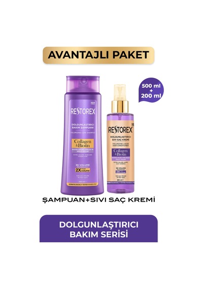 Kolajen & Biotin Dolgunlaştırıcı Şampuan 500 Ml + Sıvı Saç Kremi 200 Ml