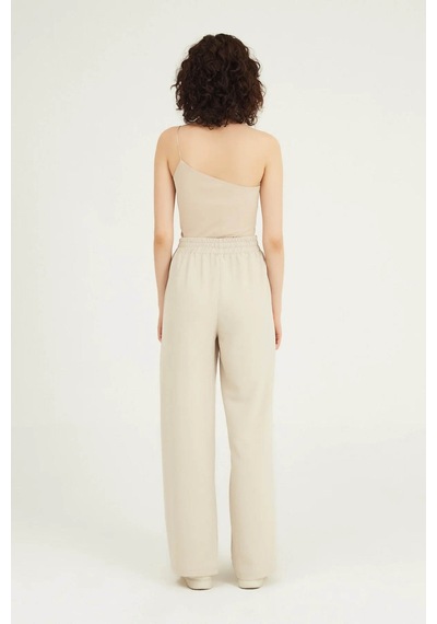 Quzu Beli Lastikli Bol Paça Taş Kadın Pantolon 70858 Taş