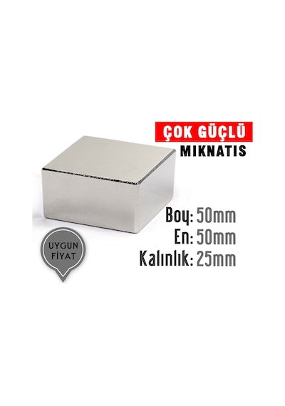 Neodyum Mıknatıs 50x50x25 Mm 1 Adet