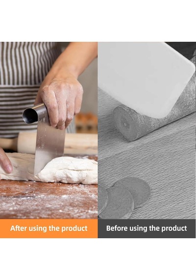 Aee 2 Adet Büyük Boy Hamur Kesici &amp Kazıyıcı Seti Cm/inç Ölçekli Metal Hamur Spatulası Pizza, Pas