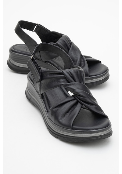 Luvishoes Luvi Shoes Oara Siyah Cilt Hakiki Deri Kadın Sandalet Siyah Deri