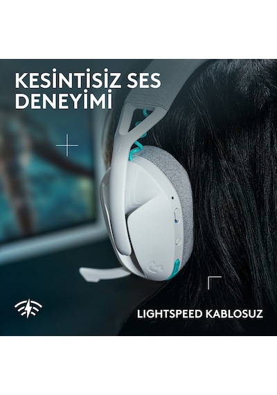 Logitech G321 Lightspeed Bluetooth Kablosuz Hafif Konforlu Mikrofonlu Oyuncu Kulaklığı - Beyaz