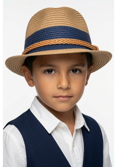 Mollycrush Hediye Erkek Çocuk Yazlık Hasır Fedora Şapka Güneş Koruyucu Fötr Kahverengi Mollycrush Hediye Erkek Çocuk Yazlık Hasır Fedora Şapka Güneş Koruyucu Fötr Kahverengi