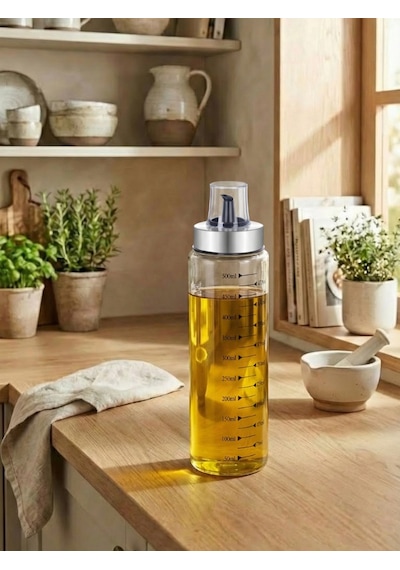 Leelahome Metal Kapaklı Ölçülü Yağdanlık 550 Ml Şeffaf