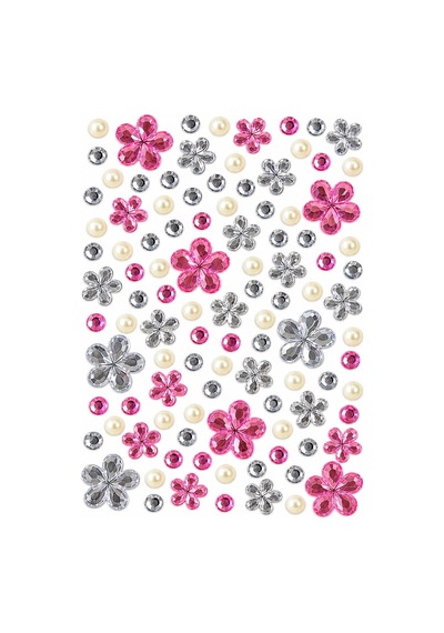 Pembe Gümüş Taş & Çiçek İncili Rhinestone Sticker Yapışkanlı Yüz, Tırnak, Vücut Ve Süs Taşı Çok Renkli