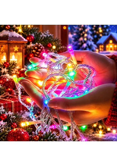 Renkli 18 Metre Yılbaşı Ağacı Işığı 200 Ledli 18 Metre Renkli Led Işık Modlu 220 Volt Fişli Model Diğer
