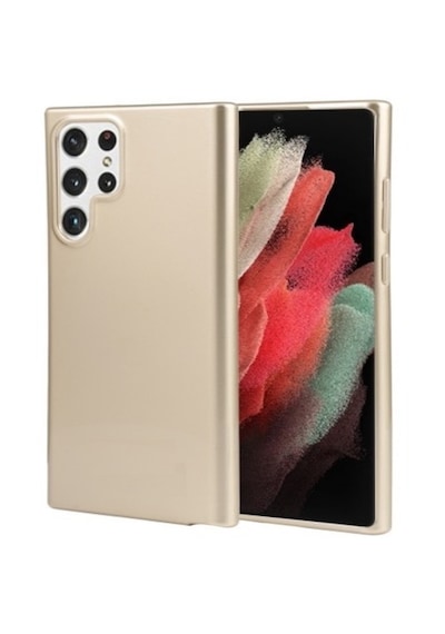 Smcase Samsung Galaxy Uyumlu S22 Ultra 5g Kılıf Lüks Premier Silikon Gold