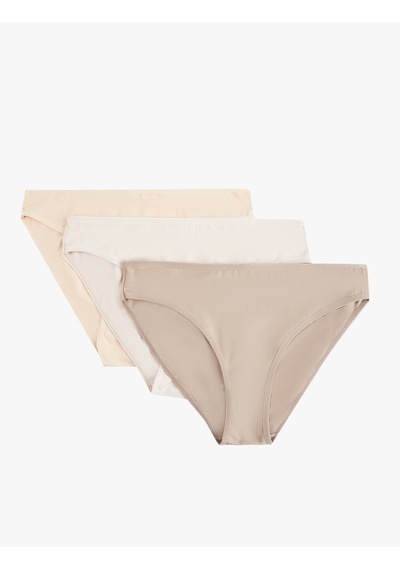 Koton Rahat Kalıp Pamuklu 3'lü Brief Külot Seti Bej 6wlk30083mk Ekru
